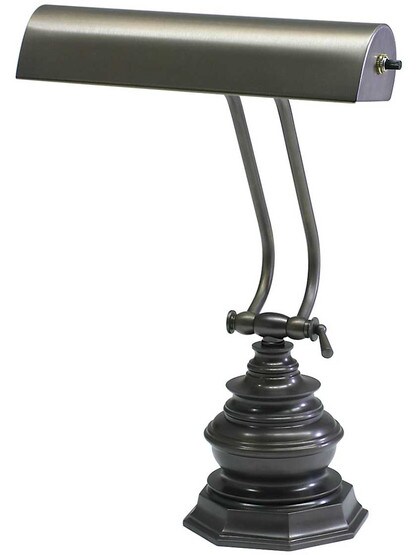 14 inch Piano Desk Lamp with Decorative Base in Mahogany Bronze.